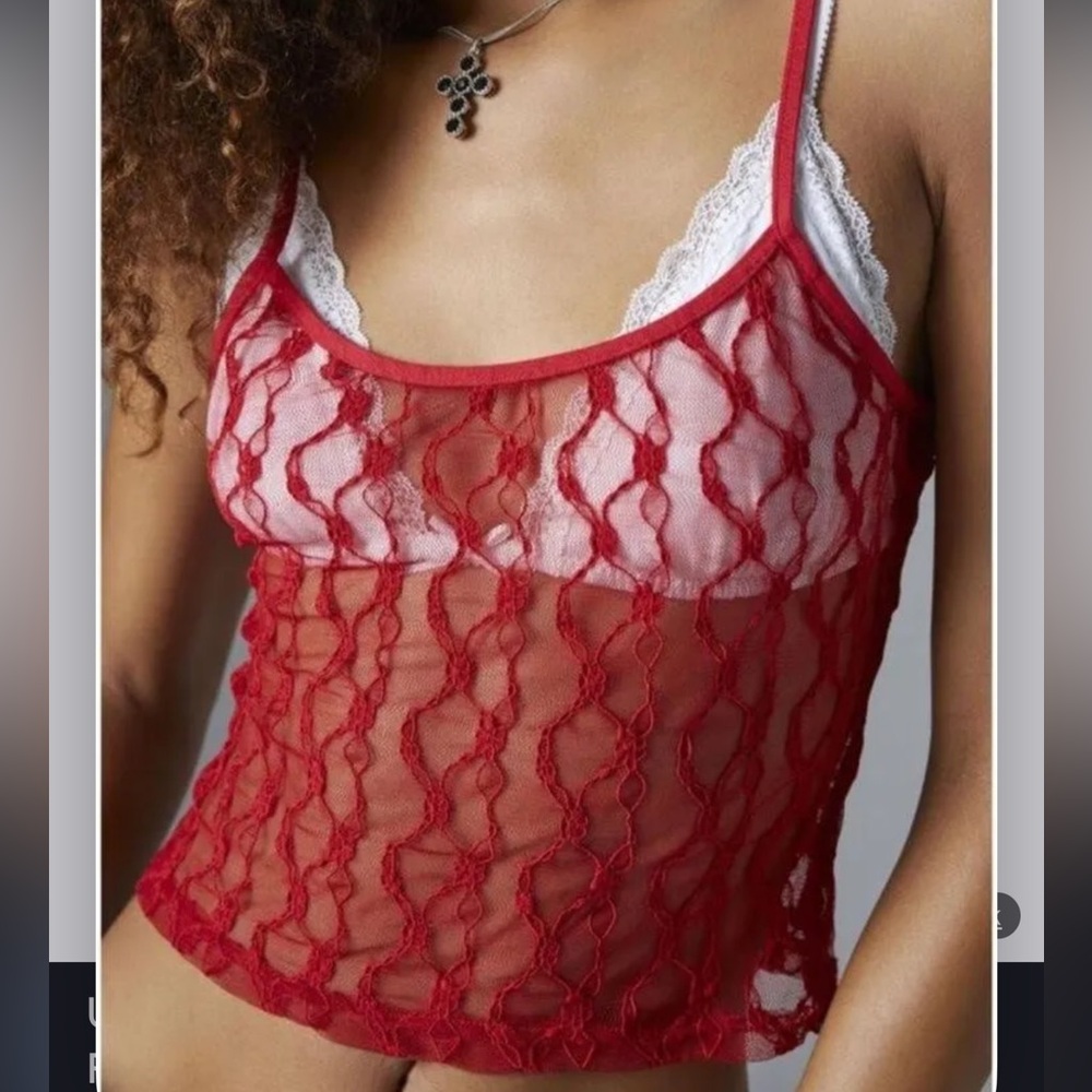 Urban Outfitters Red Lace Top